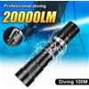 paweinuo Torcia LED portatile Torcia subacquea professionale ad alta luminosità IPX8 Lanterna subacquea impermeabile Luci esterne anfibie