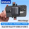 Unnlink Dock USB-C magnetico Adattatore 8 in 1 Dual SD, doppio lettore di schede TF, USB 3.0, tipo C 5 Gbps, ricarica PD 3.0 per iPhone 15/16