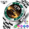 LIGE Orologio da polso da uomo di lusso in acciaio pieno Smartwatch BT Chiamata Assistente vocale Orologio da polso da uomo 100+ Orologi sportivi per monitor del sonno per Android iOS