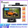 podofo LeeKooLuu Monitor Posteriore per Auto con Schermo IPS da 4,3 Pollici, Telecamera Wireless per Retromarcia, Impermeabile IP69, Visione Notturna a Infrarossi