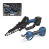 SWANSOFT Set Combinato Forbici Elettriche da Potatura 28mm e Motosega Elettrica 6 Pollici con 3 Batterie da 2Ah per Giardinaggio, Vigneti e Frutteti PRU28+CS-1S