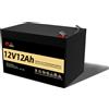 SJY Pacco batterie ricaricabile al litio ferro fosfato 12V 12Ah 21700, batteria multiuso per barca da pesca, scooter per bambini, veicolo giocattolo, lampada elettrica