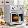 ROUNY, friggitrice ad aria in acciaio inossidabile da 6,87 litri, 1700 W, con controllo meccanico a manopola e finestra trasparente, riscaldamento superiore e inferiore, 80 ℃ -200 ℃ Controllo della
