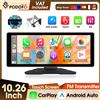 Podofo 10.26" Autoradio con Schermo a Specchio, Lettore Multimediale Video, Carplay Wireless Universale, Android Auto, Bluetooth, WIFI, EQ, FM, USB, Dash Cam