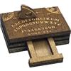 Ghjkldha Tavola Ouija in miniatura, tavola parlante spirituale, piccola decorazione in legno per Halloween, forniture per feste con cassetto nascosto, misterioso accento per la casa per la famiglia e gli amici