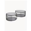Kare Design Set di 2 tavolini da salotto con piano in vetro Bubble - Nero, Argento