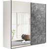 Composad | Armadio della Linea SYSTEMA, Armadio a 2 Ante Scorrevoli con Ante a Specchio, Camera da letto, (LxAxP) 250x223x67 cm, Colore Bianco e Grigio Tadao, Made in Italy