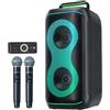 GREEN KEEPER GKD61 Cassa Karaoke con 2 Microfoni UHF Wireless, Cassa Bluetooth Portatile da 400W di Potenza di Picco, Subwoofer da 6,5", Sistema Karaoke Professionale, Supporto USB/TF/AUX, Ideale per Grandi Feste