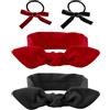 DAZZLUXE 2 fasce per capelli, 2 elastici per capelli, da donna, con fiocco rosso, nero