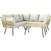 Outsunny Set da Giardino 4 Pezzi in Rattan PE con Tavolino da Esterni 90x45x42 cm e 2 Divanetti per Esterni 6ex63x74 cm, Bianco Crema|Aosom