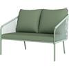Outsunny Divano da Giardino 2 Posti in Rattan PE Stile Boho con Cuscini Sfoderabili e Braccioli, Verde