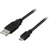 Deltaco Cavo USB 2.0 Tipo A ha - Tipo Micro B ha, 5 poli, per ricarica/trasferimento dati a telefoni cellulari/PDA, 1 m, nero