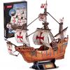 CubicFun Puzzle 3D, modello della nave Santa Maria, 204 pezzi, dimensioni: 57,9 cm x 20 cm x 50 cm, adatto a bambini dai 10 anni in su