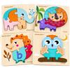 Sonstige Set di 4 puzzle in legno a tema animali, adatto a bambini dai 2 anni in su