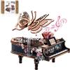 Sonstige Puzzle in legno 3D a forma di pianoforte, kit per costruire una music box, ideale per adulti, progetto fai-da-te, realizzato in legno di tiglio, riproduce la melodia "Valzer dei fiori"