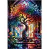Sonstige Puzzle per adulti, "Albero della Vita", 300 pezzi, dimensioni 38x26 cm, con elementi colorati e base in legno