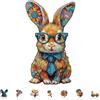 Sonstige Puzzle in legno per adulti, 100 pezzi, con l'immagine di un coniglio colorato, dimensioni 21,5x21,5 cm