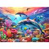 HUADADA Puzzle da 500 pezzi per adulti, con immagini di delfini colorati. Ideale come gioco educativo, decorazione o regalo. Dimensioni: 49x35 cm