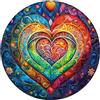 Sonstige Puzzle in legno per adulti, motivo mandala a forma di cuore, 100 pezzi, dimensioni 21,5x21,5 cm
