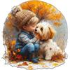 Sonstige Puzzle in legno per adulti, motivo cani, 100 pezzi, forma irregolare, dimensioni 21,5x20,5 cm, confezione regalo in legno di tiglio