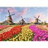 Sonstige Puzzle per adulti, 1000 pezzi, raffigurante una mulino a vento e tulipani, dimensioni 70 x 50 cm