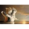 Sonstige Puzzle da 1000 pezzi, raffigurante una coppia di gatti al tramonto, realizzato in legno