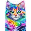 Sonstige Puzzle da 300 pezzi, immagine di un gattino colorato, dimensioni 40x28 cm, realizzato in legno, con colori dell'arcobaleno