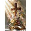 Sonstige Puzzle per adulti, 300 pezzi, raffigurante una croce religiosa con margherite, dimensioni 38x26 cm