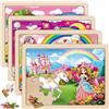Sonstige Kinder Holzpuzzle: Unicorno, Principessa. 4 puzzle da 24 pezzi ciascuno, adatto a bambini dai 3 anni in su, ideale per la scuola materna. Giocattolo educativo, perfetto come regalo