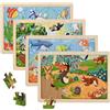 Sonstige Puzzle in legno a tema animali, 4 confezioni da 24 pezzi ciascuna, adatto a bambini dai 3 anni in su