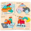 Sonstige Puzzle in legno a tema mezzi di trasporto, adatto a bambini dai 2 anni, giocattolo educativo Montessori, set di 4 puzzle