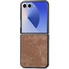 COQUE Custodia per Samsung Galaxy Z Flip 7, Cover sottile con motivo in pelle retrò per Samsung Galaxy Z Flip 7-Marrone