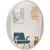 BD ART Specchio Rotondo Moderno, Specchio da Parete, Diametro 59 cm, Cornice di legno, Colore Bianco