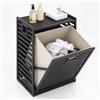 LIFEZEAL Mobile Portabiancheria da Bagno in Bambù | Mobile Portabiancheria a 1 Scomparto, Cesto Estraibile e Pieghevole con Piano Portaoggetti, Salvaspazio