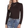 Aottori Maglia Donna Collo Alto Dolcevita Manica Lunga Cotone Slim Fit | Lupetto Leggero, Aderente Basic, Top Elegante, Intimo Traspirante, Sottogiacca Elasticizzato Primavera Autunno