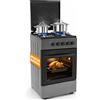 BAKAJI Cucina a Gas Piano Cottura a 4 Fuochi da Esterno Forno Cucinino Grigio 86x50cm