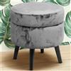 BAKAJI Pouf Contenitore Sgabello Cassapanca Poggiapiedi in Tessuto Velluto Grigio 37x40
