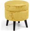 BAKAJI Pouf Contenitore Sgabello Cassapanca Poggiapiedi Tessuto Velluto Mostarda 37x40