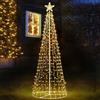 BAKAJI Albero Natale Luminoso 220cm 592 LED Bianco Caldo 8 Giochi Luce Metallo Esterno