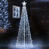 BAKAJI Albero Natale Luminoso 220cm 592 LED Bianco Freddo 8 Giochi Luce Metallo Esterno