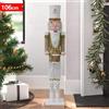 BAKAJI Soldato Schiaccianoci di Natale in Legno Altezza 106 cm Decorazioni Bianco e Oro
