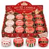 BAKAJI Set 12 Candele in Latta Natalizie Profumate Box Natale 4 Fragranze Assortite