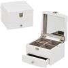 BAKAJI Portagioie con Specchio e 1 Cassetto in MDF Bianco Porta Gioie Foderato