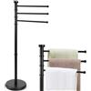 BAKAJI Piantana Portasciugamani Milano da bagno 3 Bracci in Metallo Nero 22x31x85 cm