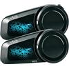 Dripio Kit di due auricolari Bluetooth per moto, grado di protezione IP67, interfono a 6 vie, portata di 2000 metri