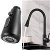 MIKMLYZE Testina di ricambio per miscelatore da cucina per rubinetto, in ABS, con getto d'acqua per lavaggio lavastoviglie e lavaggio auto, 10 cm, colore: nero