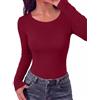 Aottori Maglia Donna Manica Lunga con Tasca Girocollo Slim Fit | Maglietta, Elegante, Basic Tops, Intimo, Aderente Elasticizzato, Sottogiacca Tinta Unita, Casual