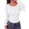 Aottori Maglia Donna Manica Lunga con Tasca Girocollo Slim Fit | Maglietta, Elegante, Basic Tops, Intimo, Aderente Elasticizzato, Sottogiacca Tinta Unita, Casual