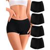 Briyat Boxer Mutande Donna in Cotone 4 Pezzi Vita Bassa Senza Cuciture | 95% cotone 5% spandex, traspiranti ed elastiche, taglio quadrato comodo, per sport casa ufficio e viaggio