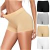 Briyat Mutande Boxer Donna Culotte a Pantaloncino Cotone Shorts Pacco da 4 | Slip, confezione multipla, intimo femminile morbido e traspirante, tassello in cotone, da indossare sotto il vestito
